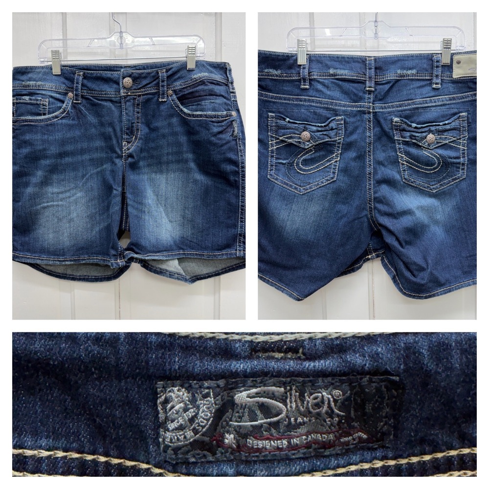 Silver Jeans Indigo Blue Distressed Denim Shorts
